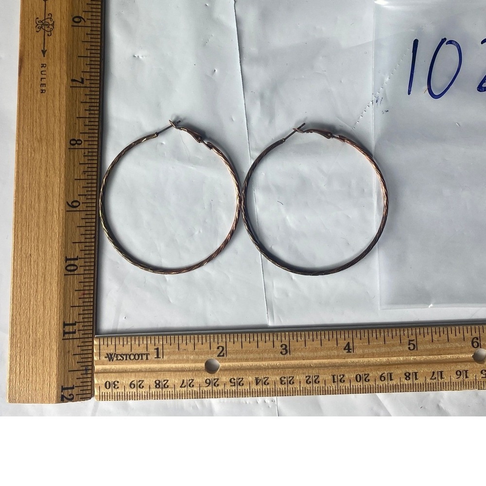 Womens Large Hoop Earrings Copper Tone Twisted Design Fashion Jewelry